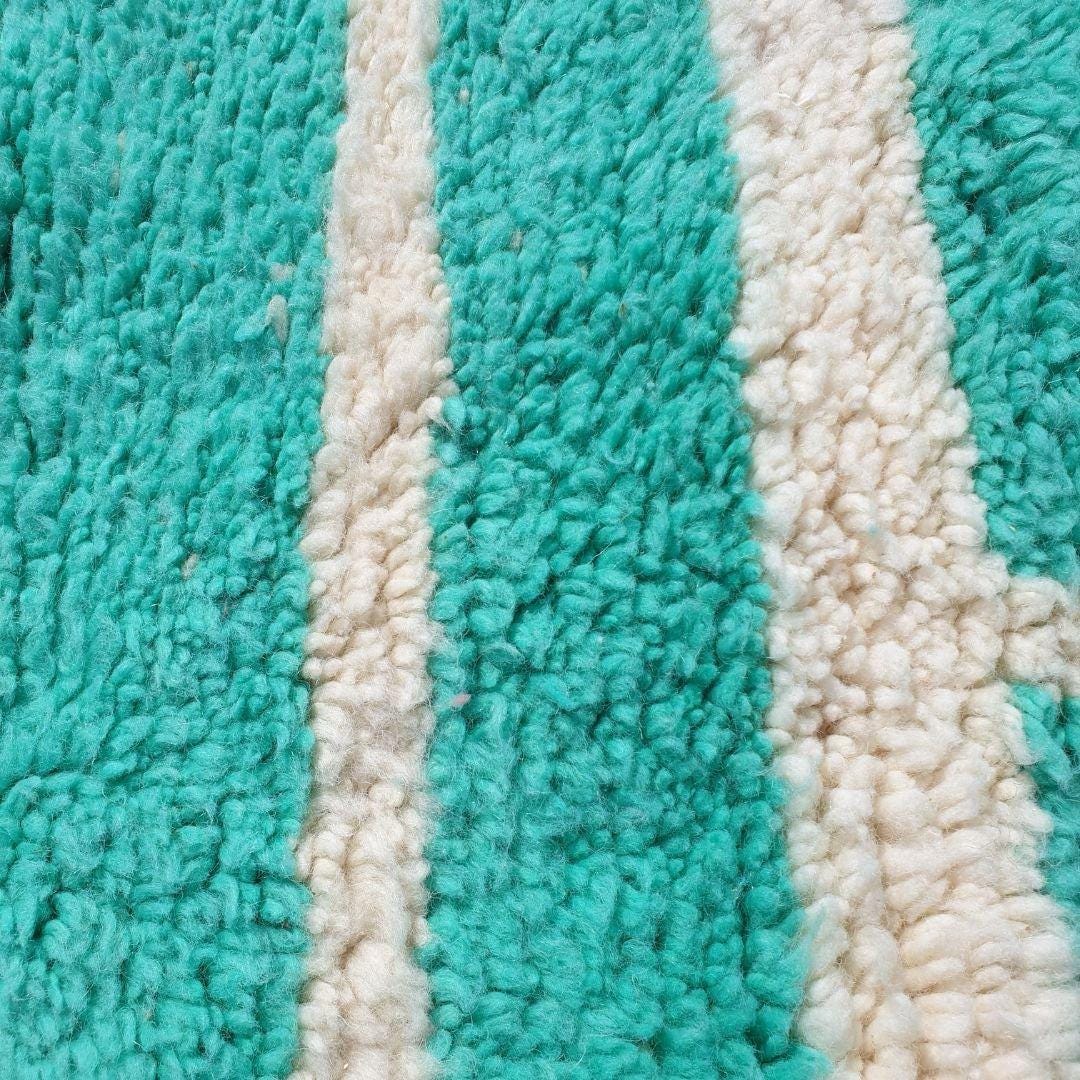 Handmade Turquoise Shag Rug: Moroccan Berber Wool Carpet