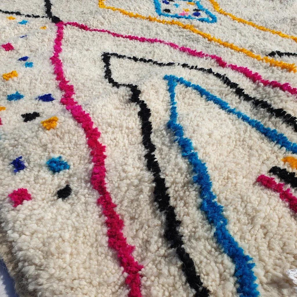 Handmade Moroccan Wool Rug: Colorful Berber Shag Carpet