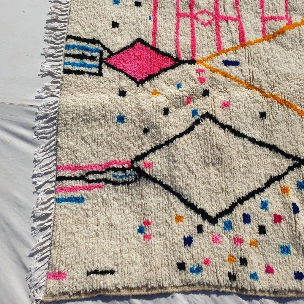 Handmade Moroccan Wool Rug: Colorful Berber Shag Carpet