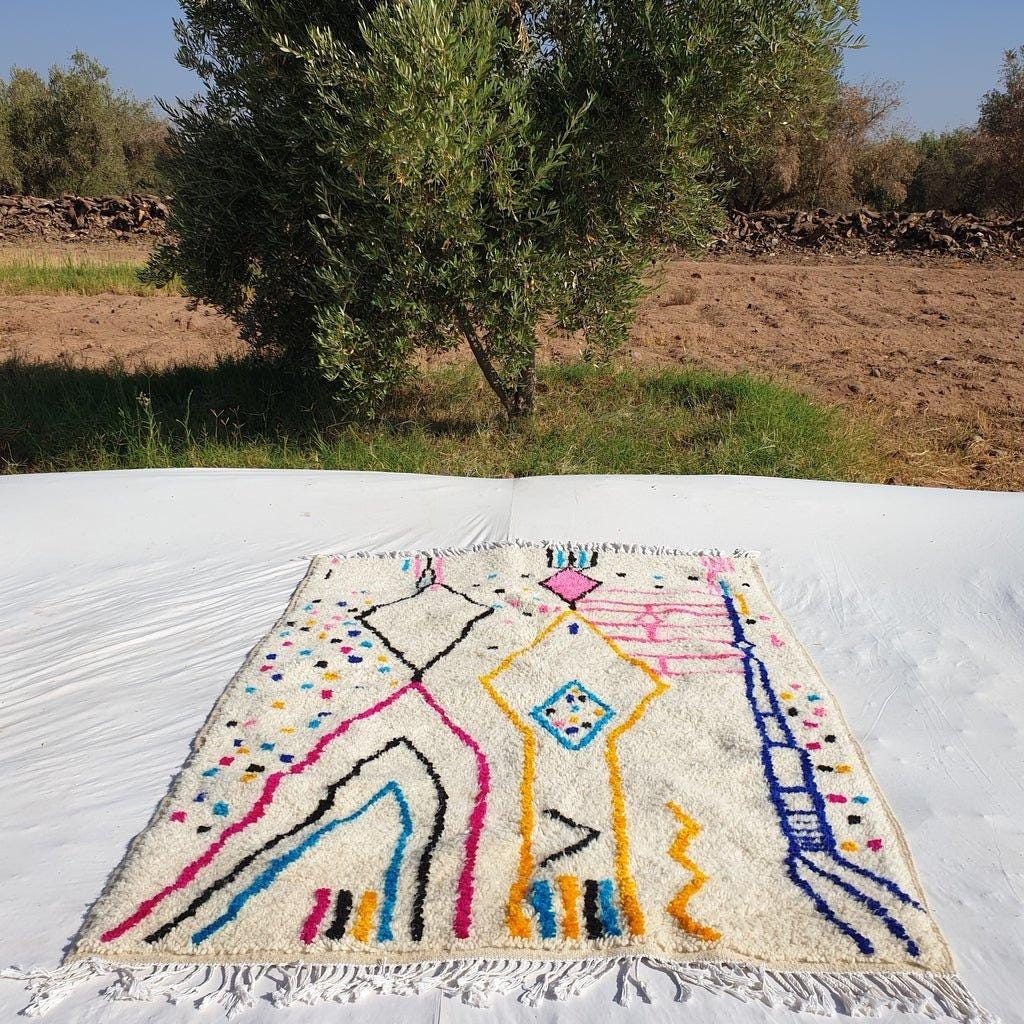 Handmade Moroccan Wool Rug: Colorful Berber Shag Carpet