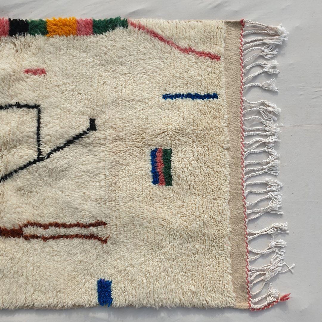 Handmade Beni Ourain Wool Rug: Authentic Moroccan Berber Carpet