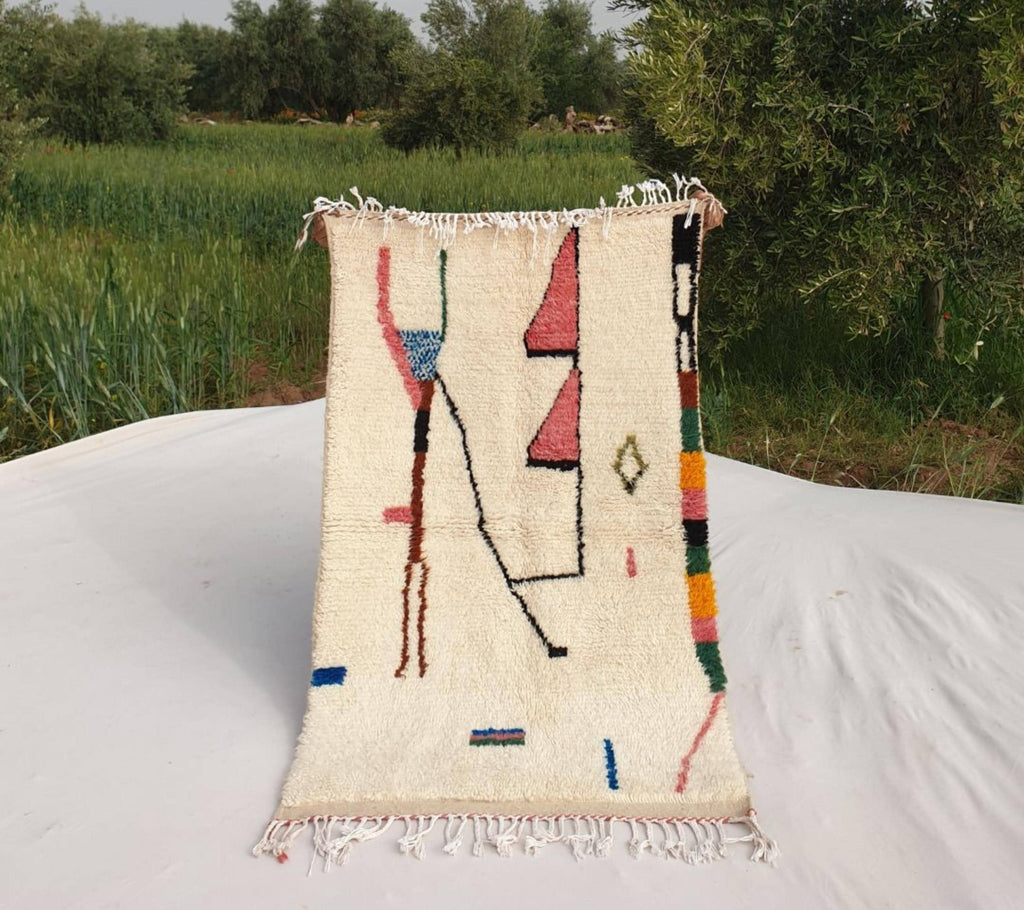 Handmade Beni Ourain Wool Rug: Authentic Moroccan Berber Carpet