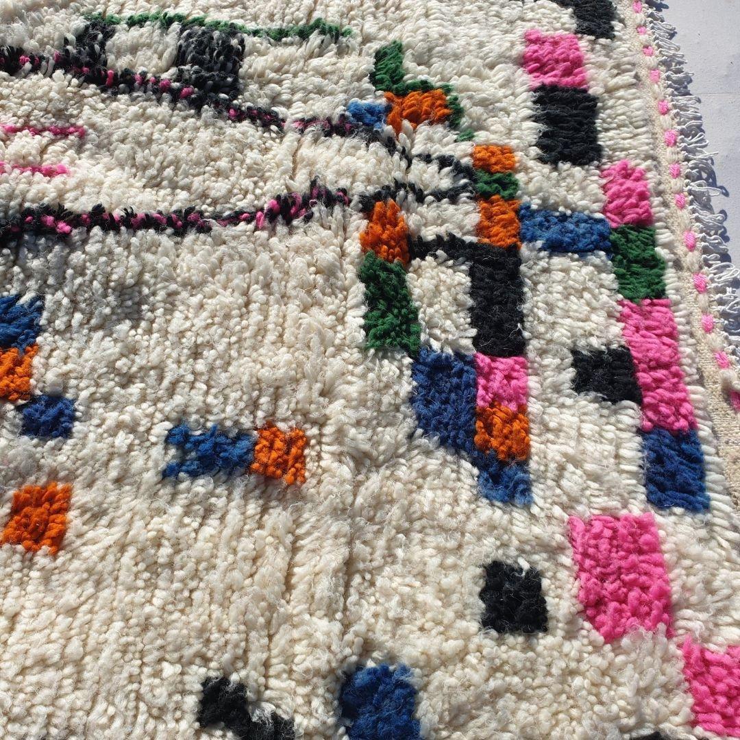 Handmade Azilal Berber Rug: Moroccan Wool Shaggy Carpet