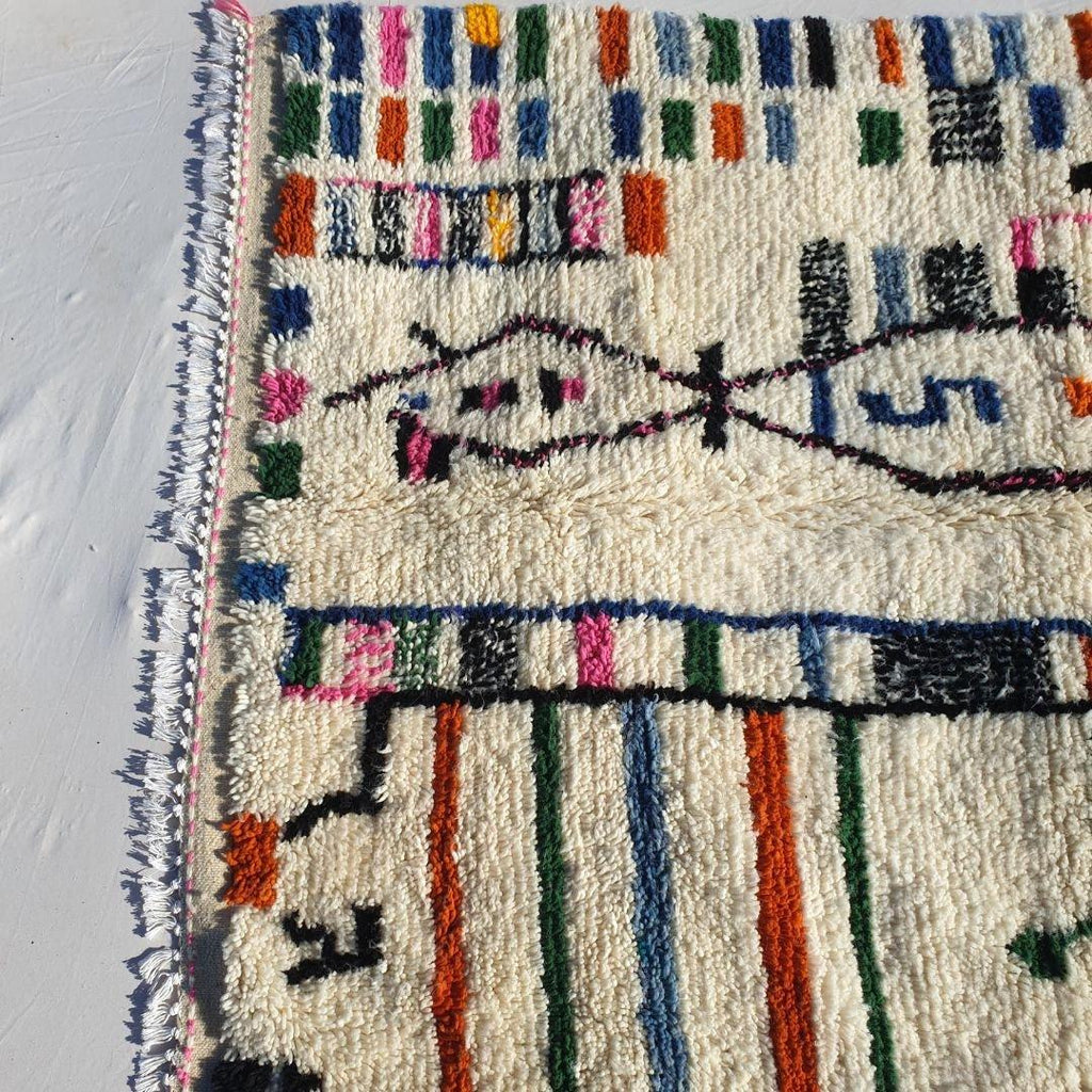Handmade Azilal Berber Rug: Moroccan Wool Shaggy Carpet