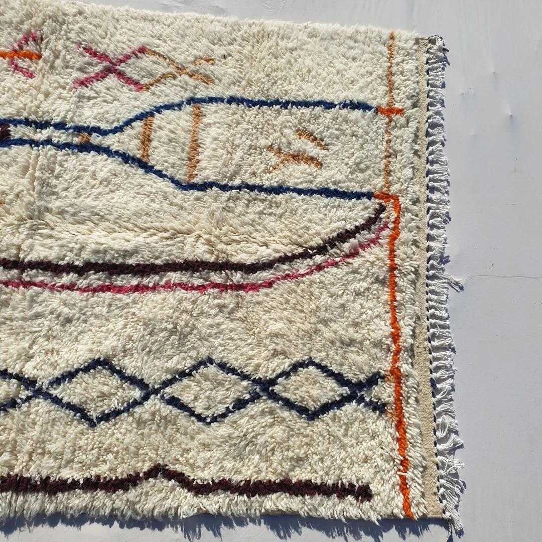 Handmade Beni Ourain Rug: Moroccan Wool Shag, White Berber Decor