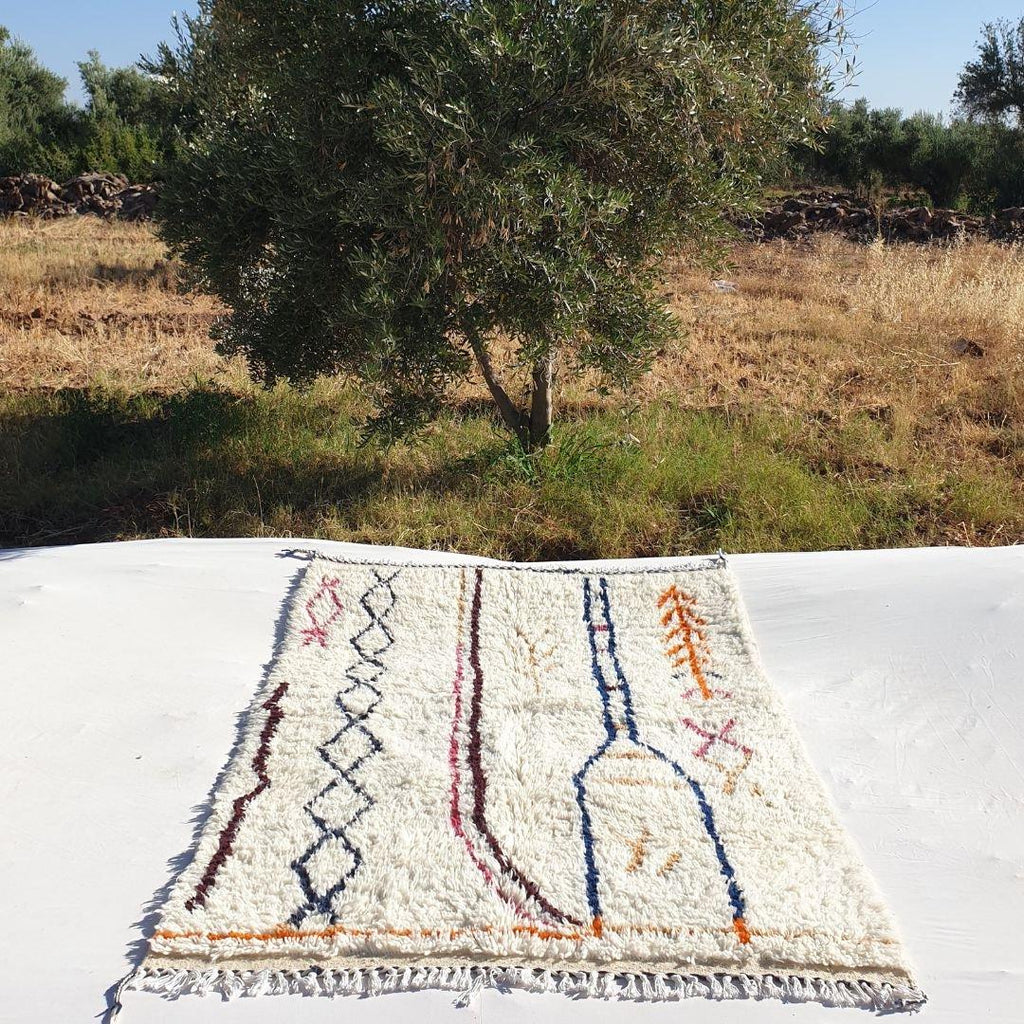 Handmade Beni Ourain Rug: Moroccan Wool Shag, White Berber Decor