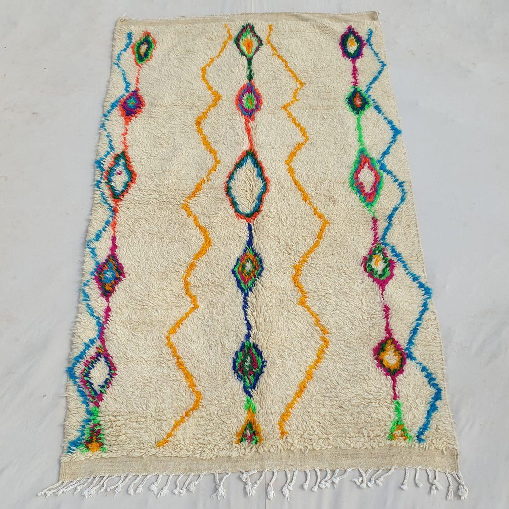 Handmade Moroccan Azilal Wool Rug: Vibrant Tribal Design