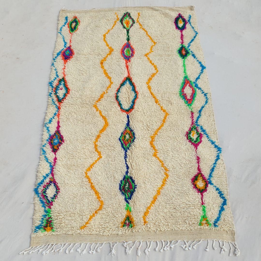 Handmade Moroccan Azilal Wool Rug: Vibrant Tribal Design