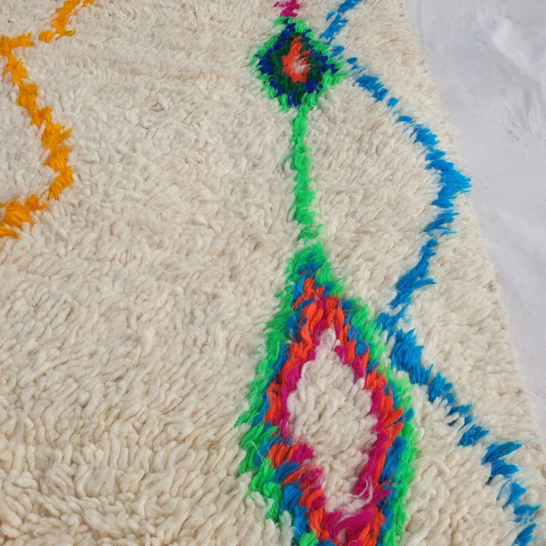 Handmade Moroccan Azilal Wool Rug: Vibrant Tribal Design