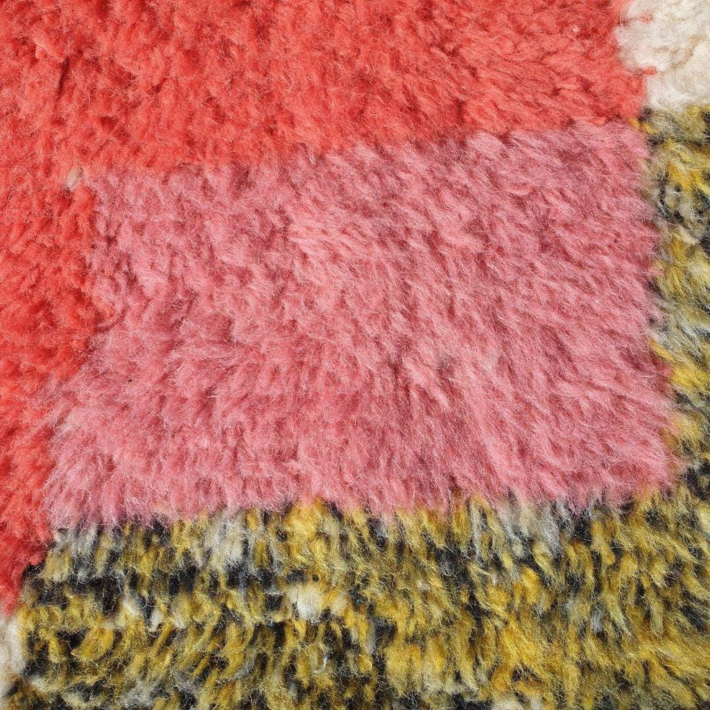 Handmade Beni Ourain Wool Rug: Colorful Shag Moroccan Carpet