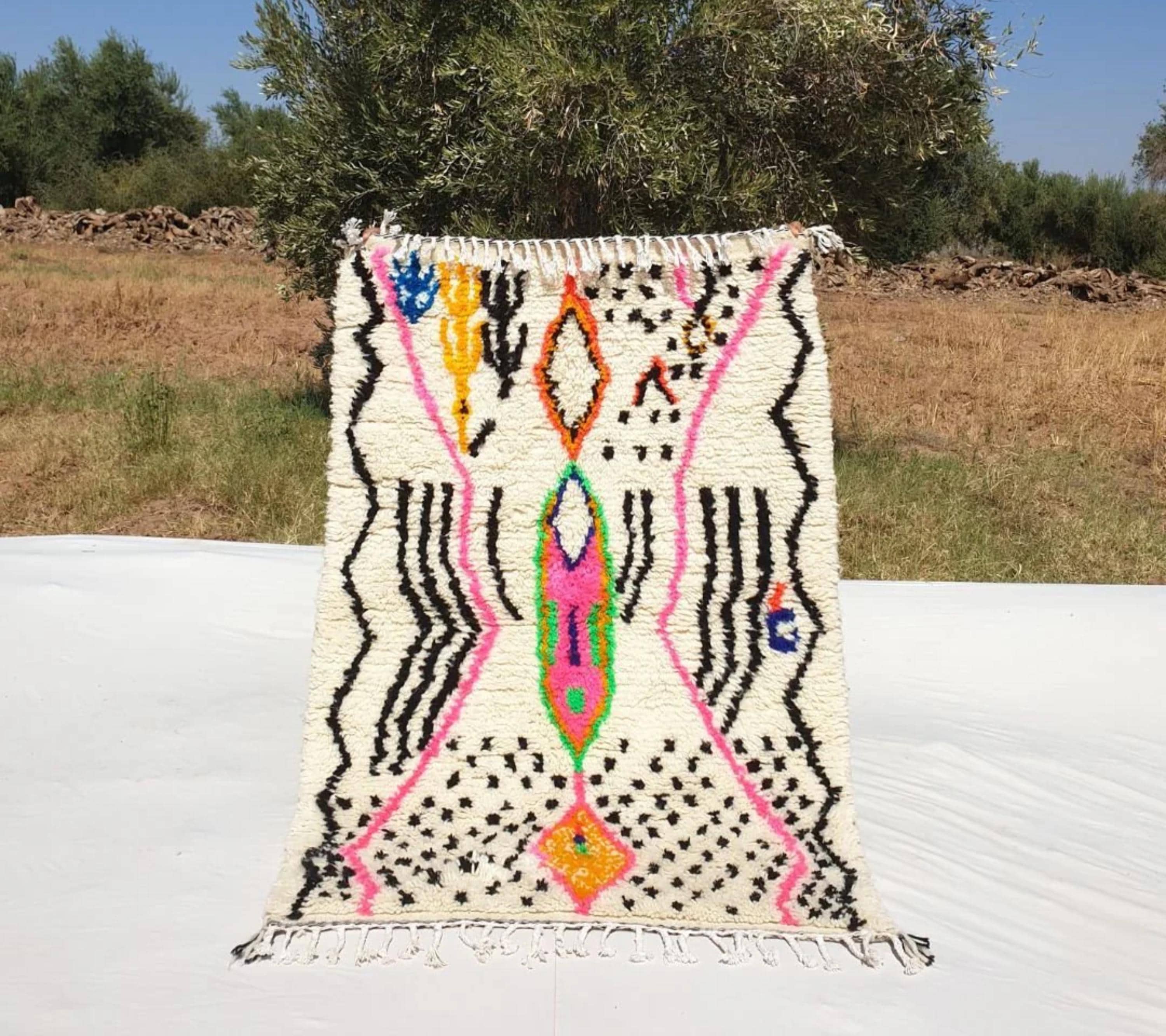 Handmade Colorful Azilal Rug: Custom Moroccan Berber Decor