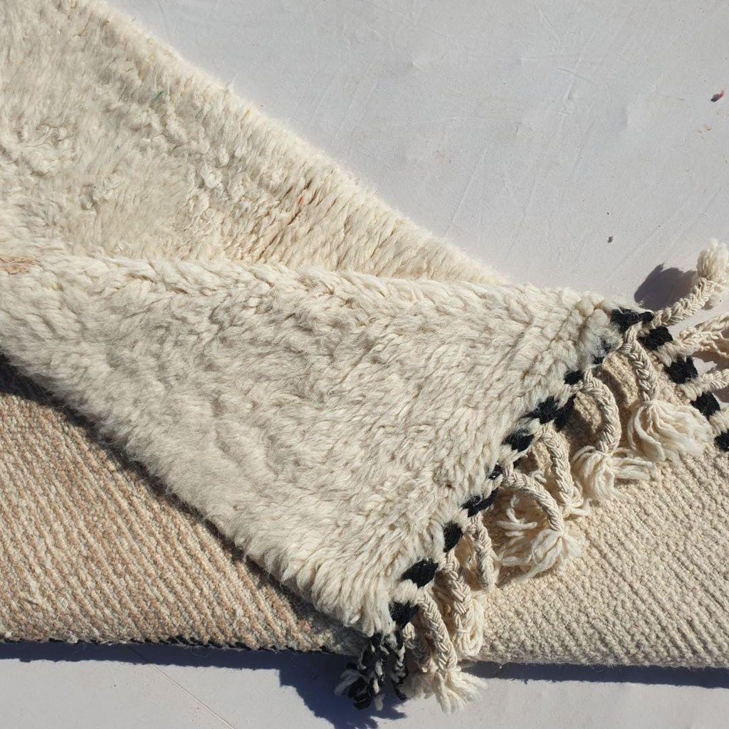 Handmade Beni Ourain Rug: Shaggy Moroccan Wool Berber Carpet