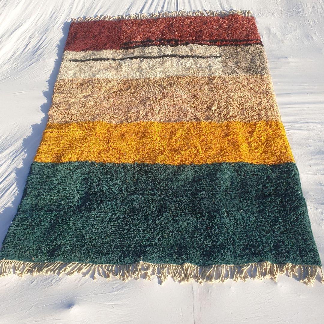 Handmade Shaggy Beni Ourain Rug: Authentic Moroccan Berber Wool Carpet