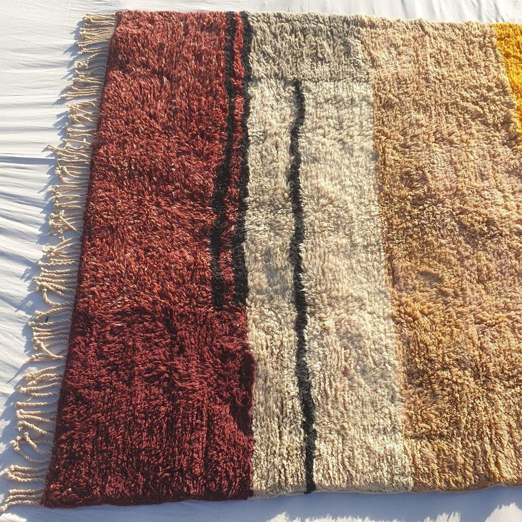 Handmade Shaggy Beni Ourain Rug: Authentic Moroccan Berber Wool Carpet