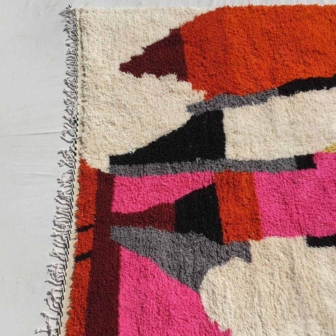 Handmade Berber Rug: Custom Colorful Moroccan Boujaad Style