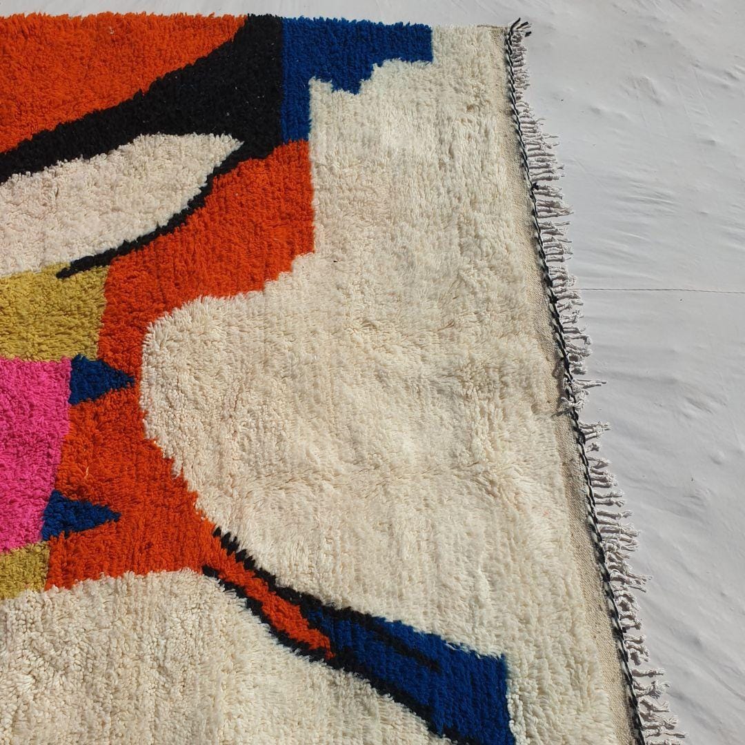 Handmade Berber Rug: Custom Colorful Moroccan Boujaad Style