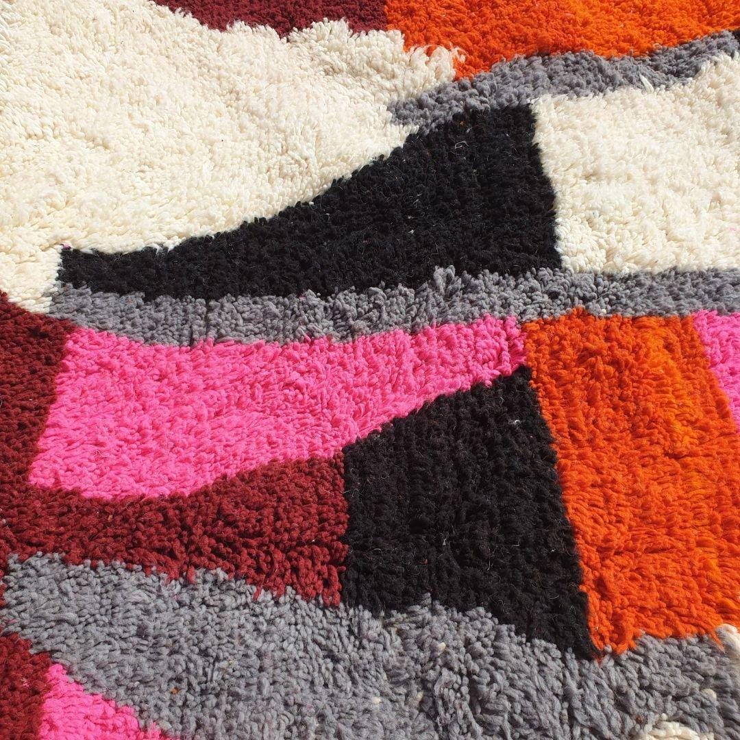 Handmade Berber Rug: Custom Colorful Moroccan Boujaad Style