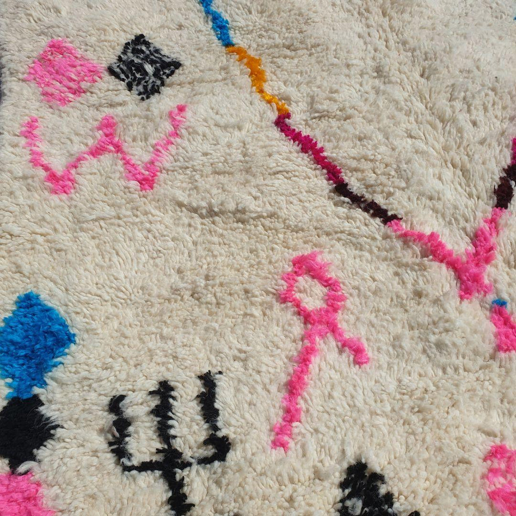 Handmade Wool Moroccan Rug: Beni Ourain Style Shag Carpet