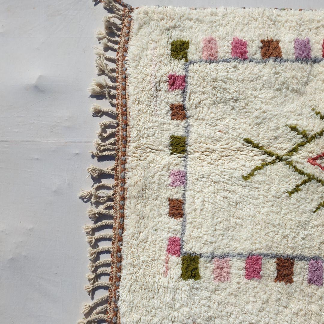 Hand-Knotted Moroccan Berber Rug: Beni Ourain Wool Carpet