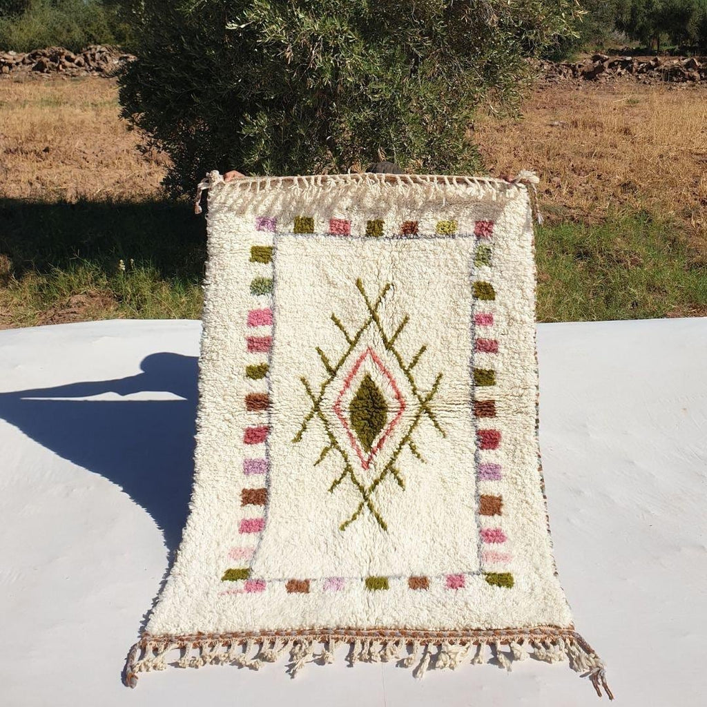 Hand-Knotted Moroccan Berber Rug: Beni Ourain Wool Carpet