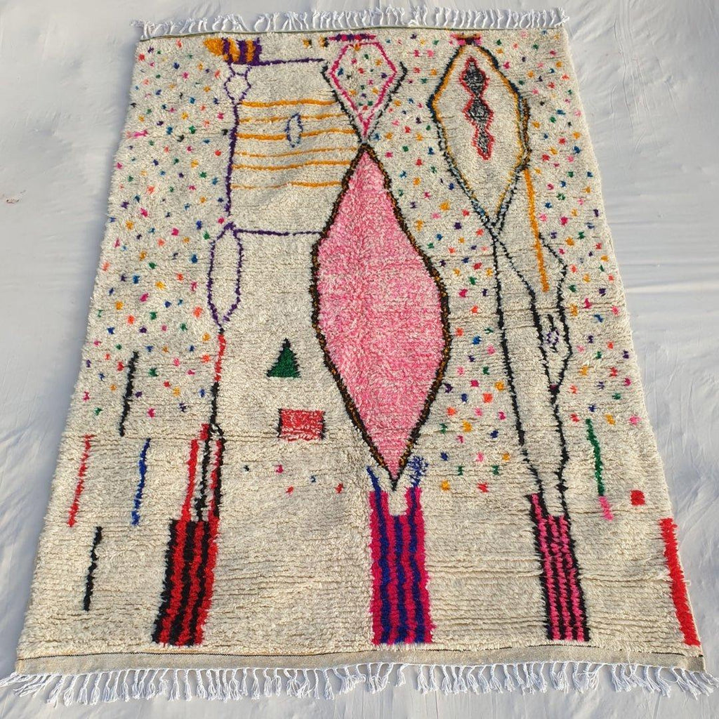 Handmade Beni Ourain Rug: Moroccan Wool Shag Carpet