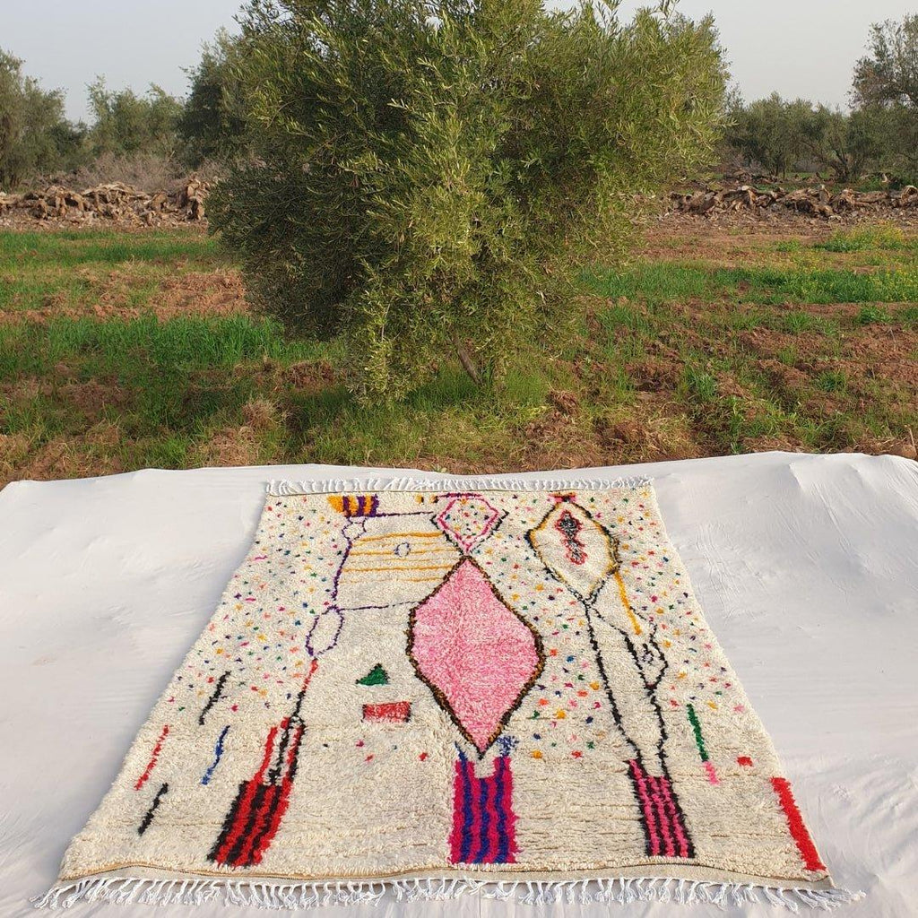 Handmade Beni Ourain Rug: Moroccan Wool Shag Carpet