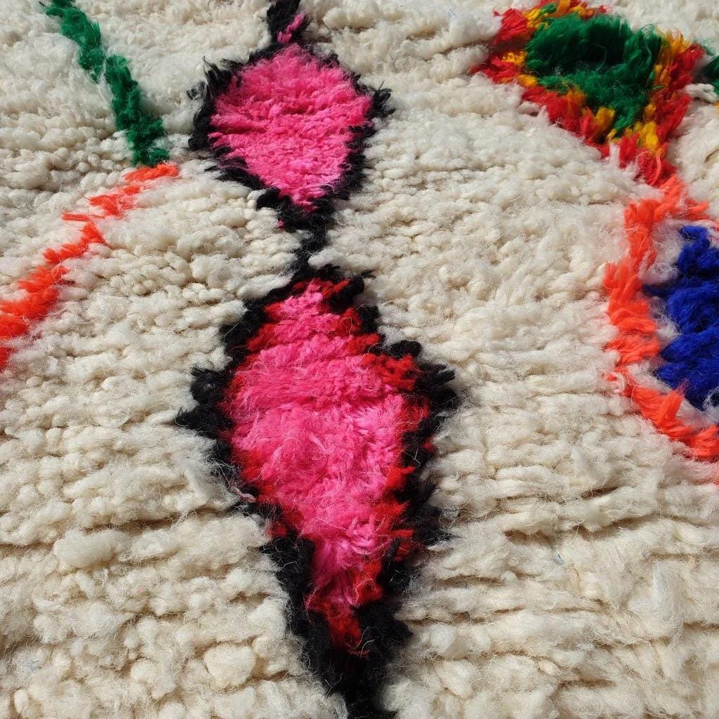 Handmade Beni Ourain Rug: Moroccan Shag Wool Carpet