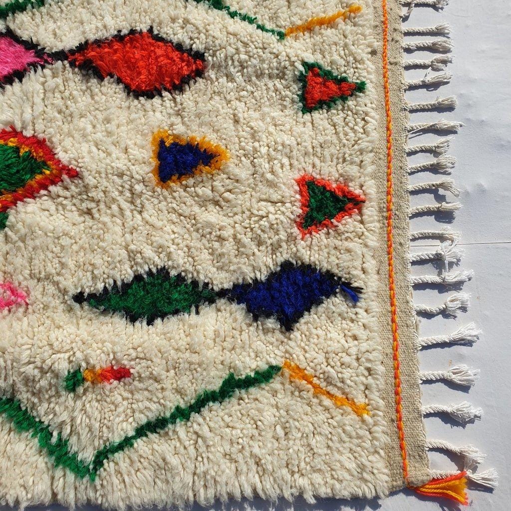 Handmade Beni Ourain Rug: Moroccan Shag Wool Carpet