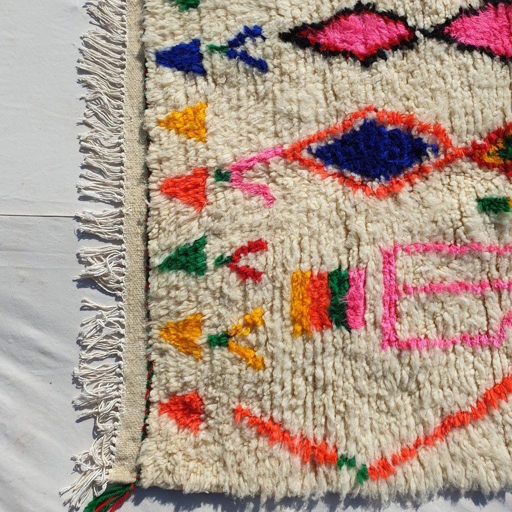 Handmade Beni Ourain Rug: Moroccan Shag Wool Carpet