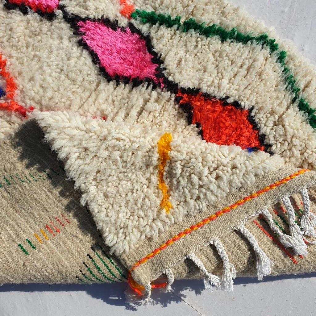 Handmade Beni Ourain Rug: Moroccan Shag Wool Carpet