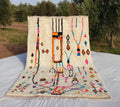 Handmade Beni Ourain Wool Rug: Funky Abstract Moroccan Design