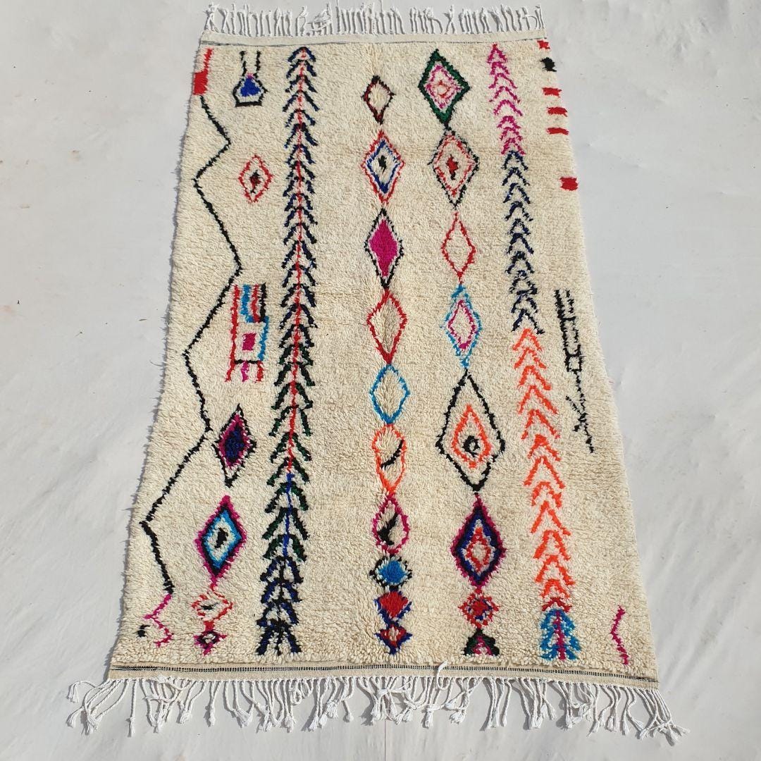 Handmade Beni Ourain Rug: Authentic Moroccan Berber Wool Carpet