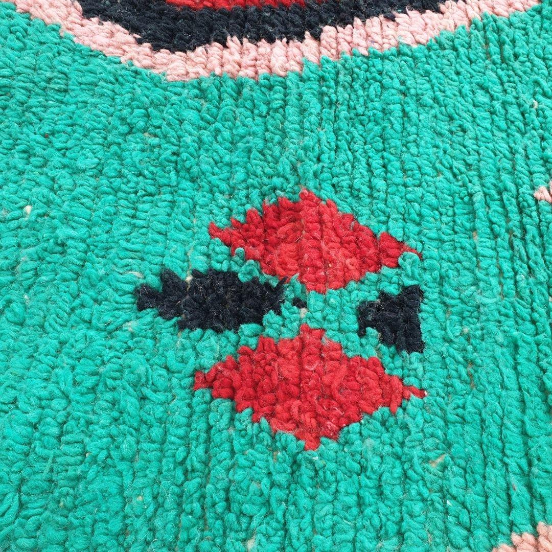 Handwoven Moroccan Shag Rug: Green Berber Carpet