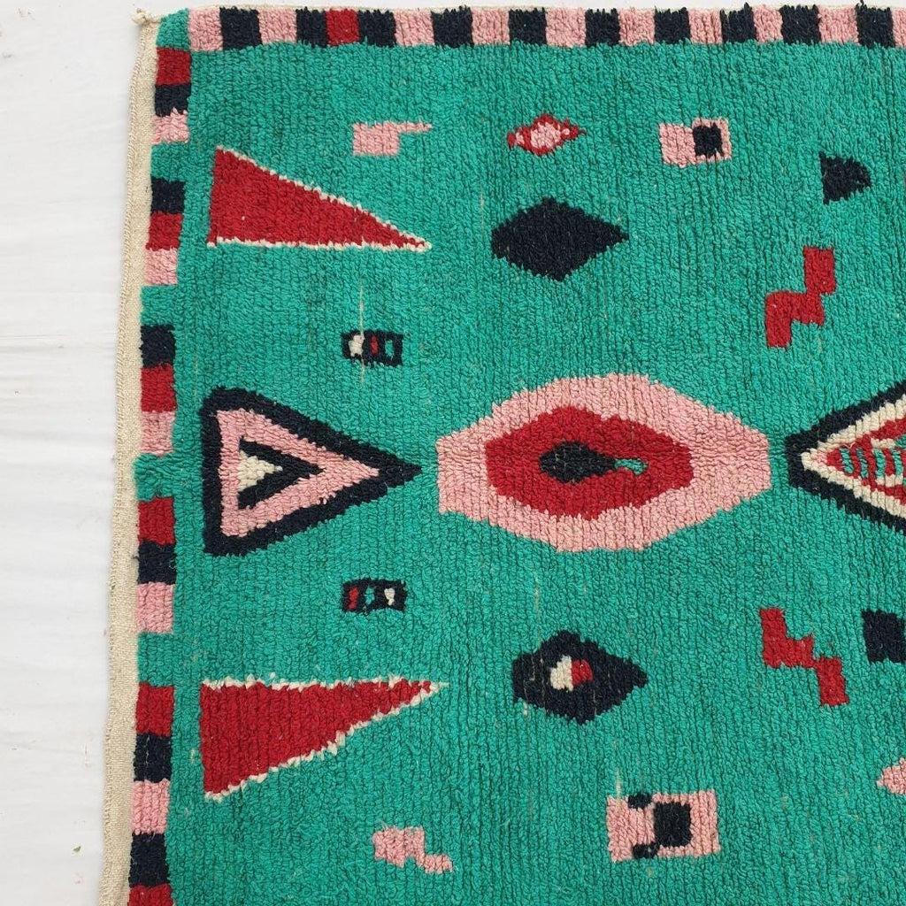 Handwoven Moroccan Shag Rug: Green Berber Carpet