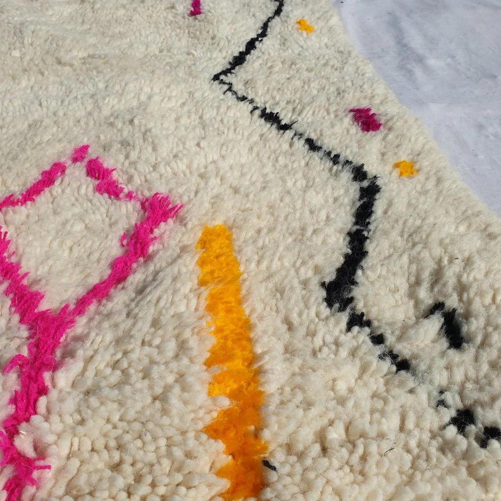 Colorful Wool Moroccan Rug: Handmade Beni Ourain Berber Rug