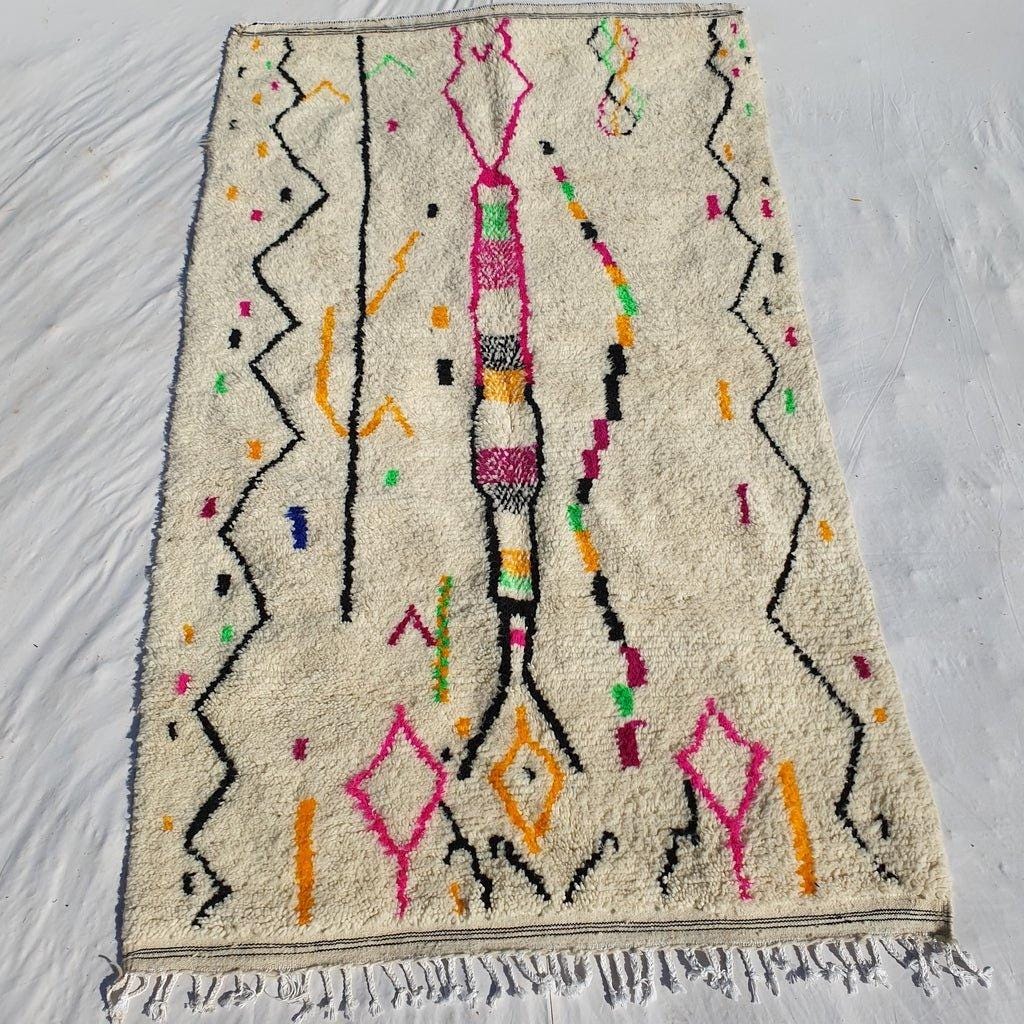Colorful Wool Moroccan Rug: Handmade Beni Ourain Berber Rug