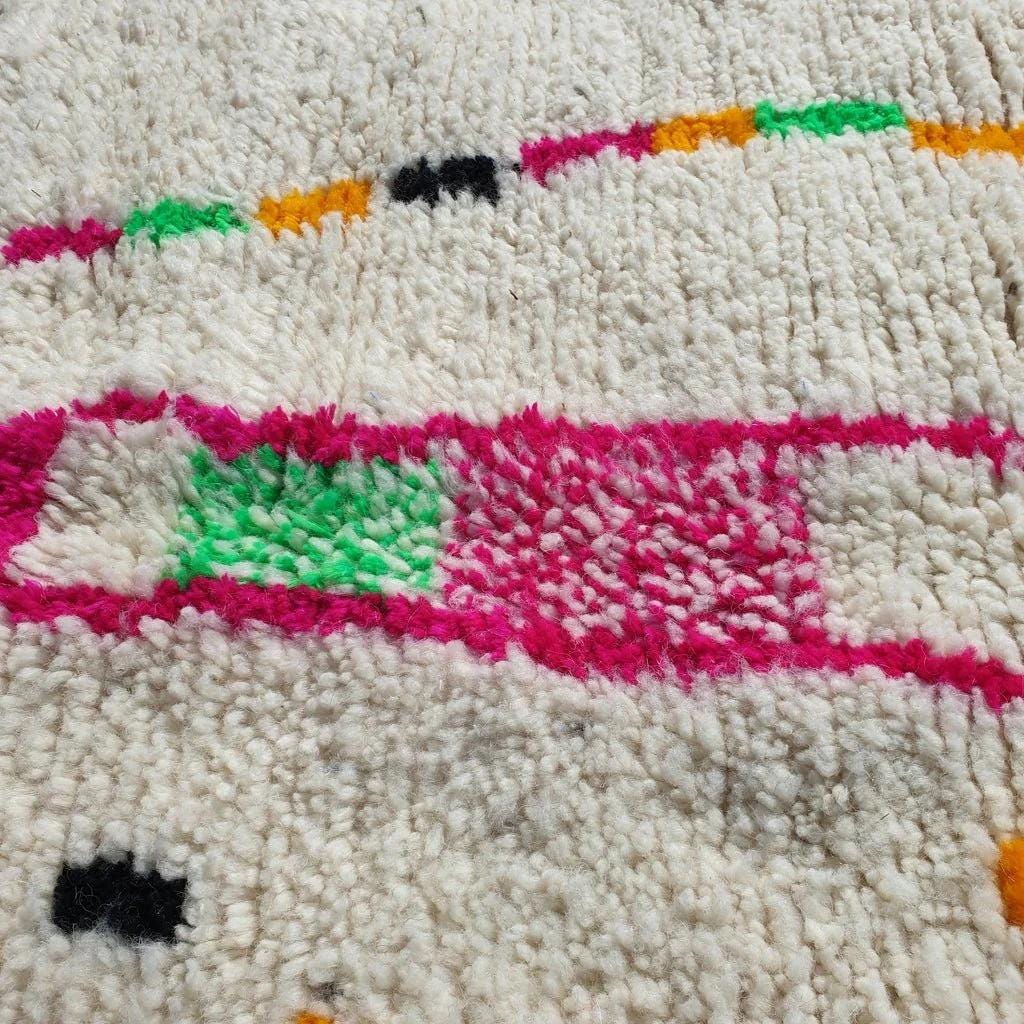 Colorful Wool Moroccan Rug: Handmade Beni Ourain Berber Rug