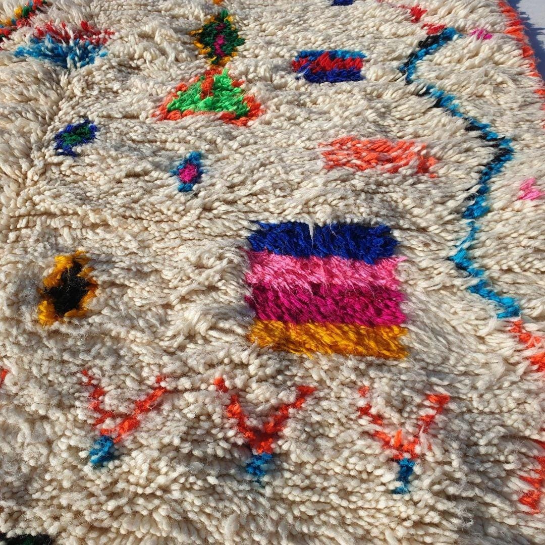 Handmade Wool Berber Rug: Moroccan Shag Carpet, Beni Ourain Style