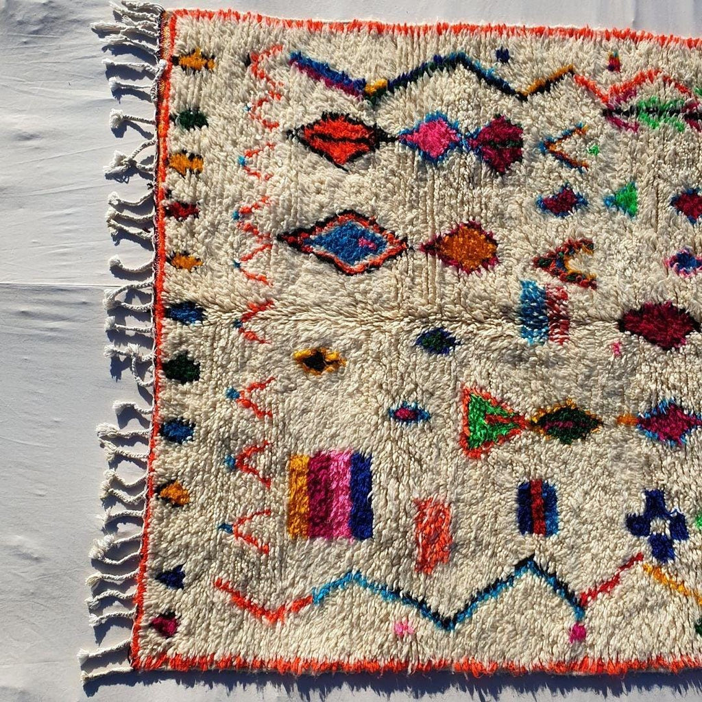 Handmade Wool Berber Rug: Moroccan Shag Carpet, Beni Ourain Style