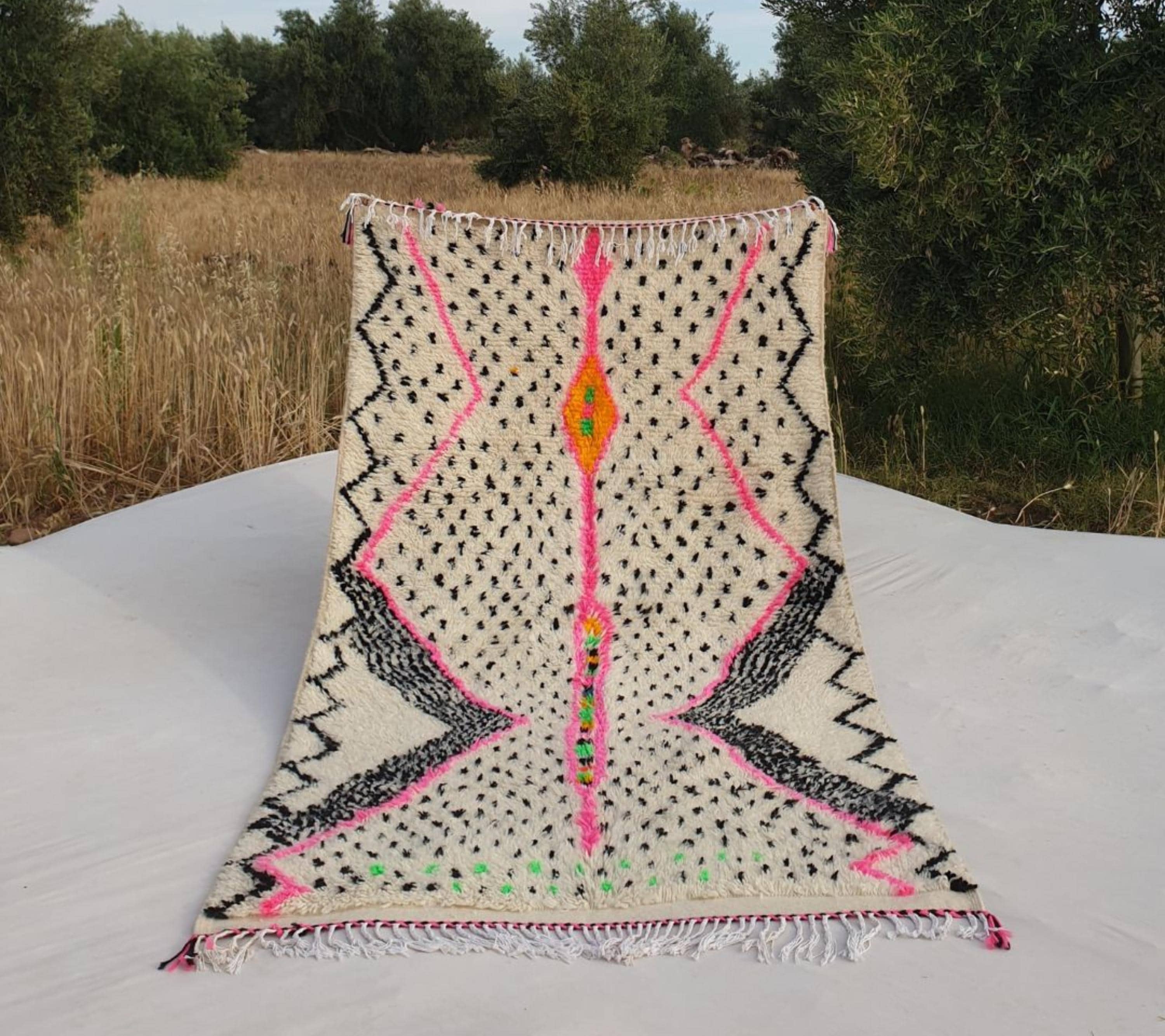 Handmade Beni Ourain Rug: Genuine Lamb Wool Moroccan Berber Carpet