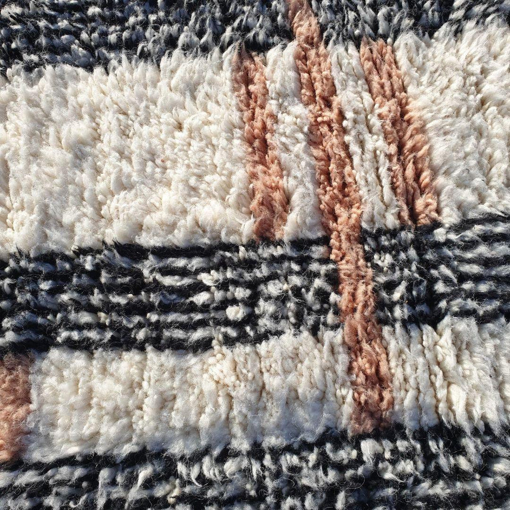 Handmade Beni Ourain Wool Rug: Neutral Berber Tribal Design