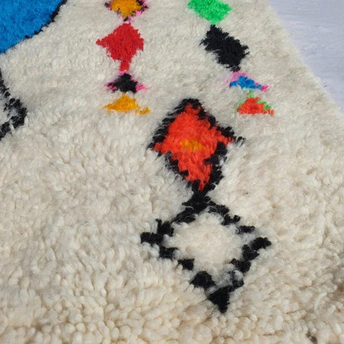 Colorful Moroccan Wool Rug: Handmade Berber Tribal Decor