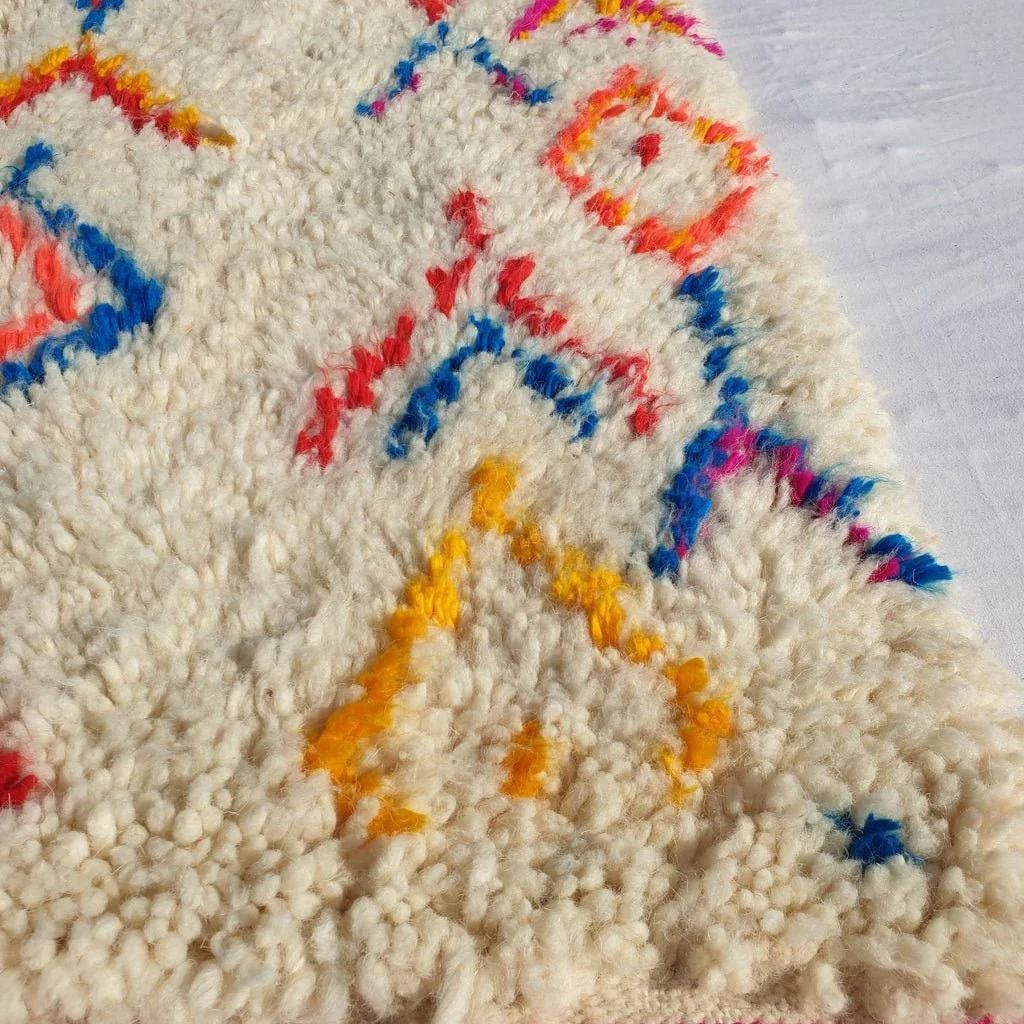 Handmade Berber Moroccan Wool Rug: Colorful Bohemian Decor