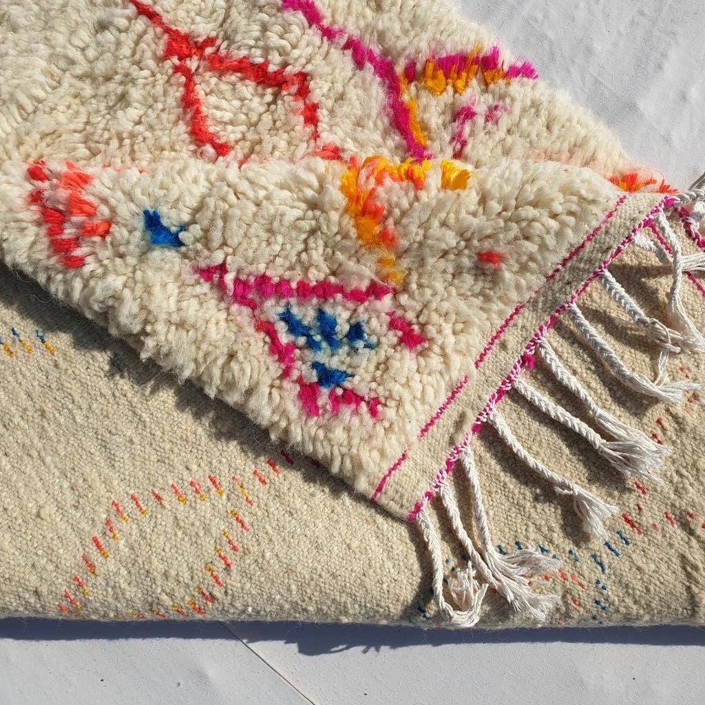 Handmade Berber Moroccan Wool Rug: Colorful Bohemian Decor