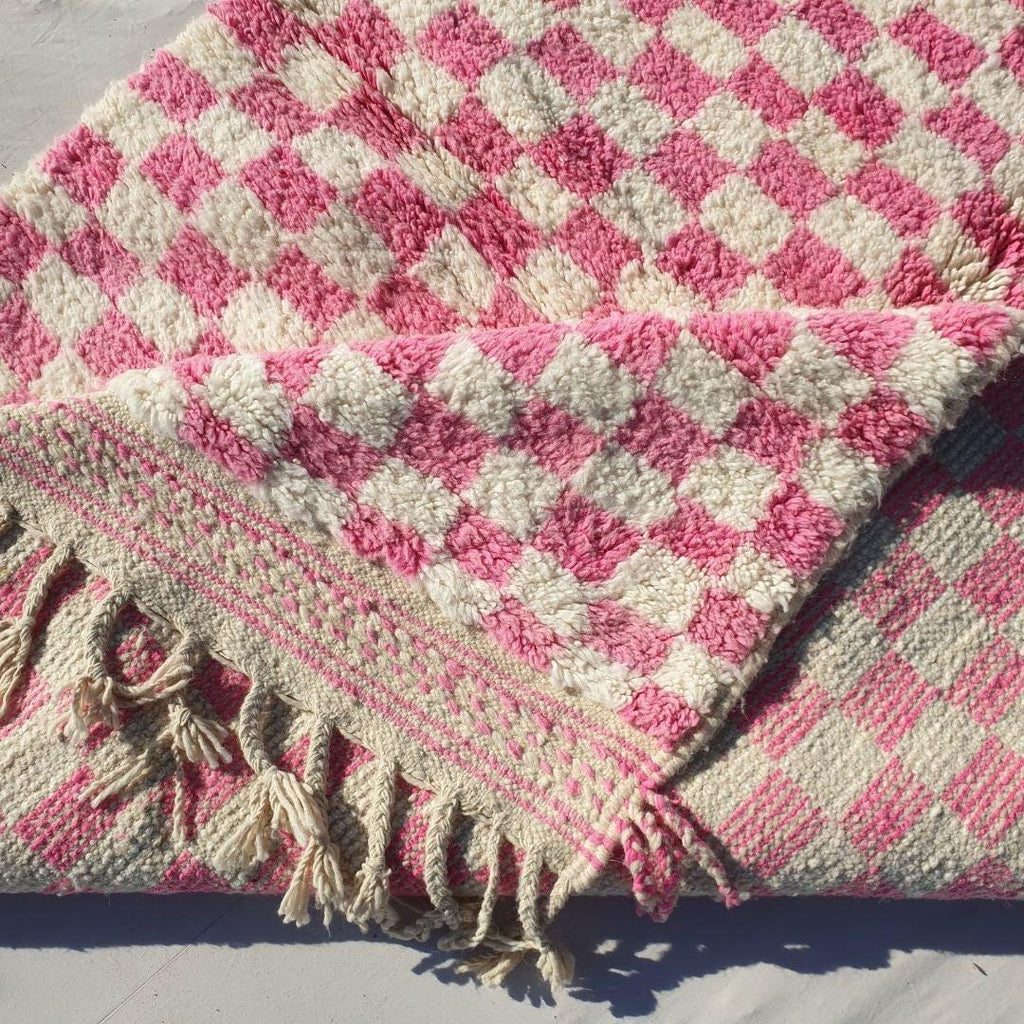 Naima Pink Checkered Moroccan Rug