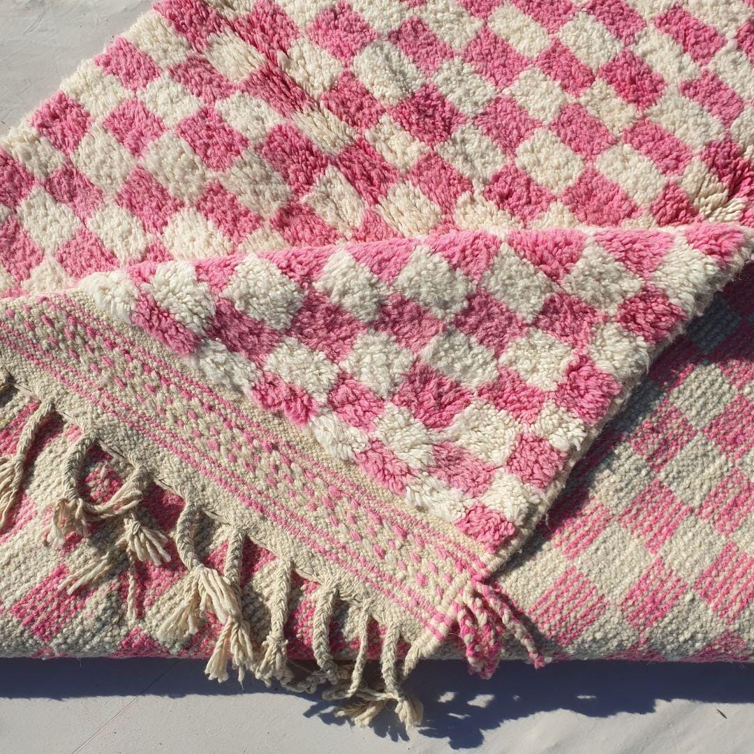 Naima Pink Checkered Moroccan Rug