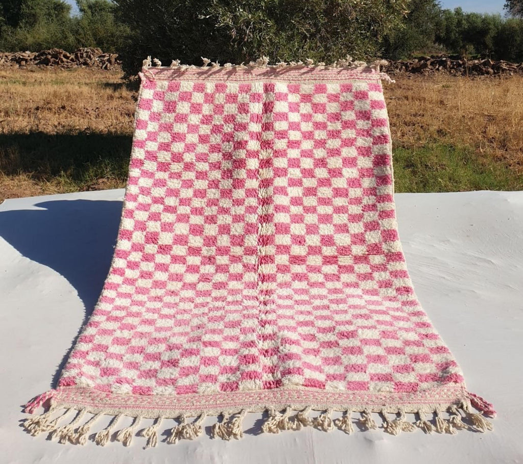 Naima Pink Checkered Moroccan Rug