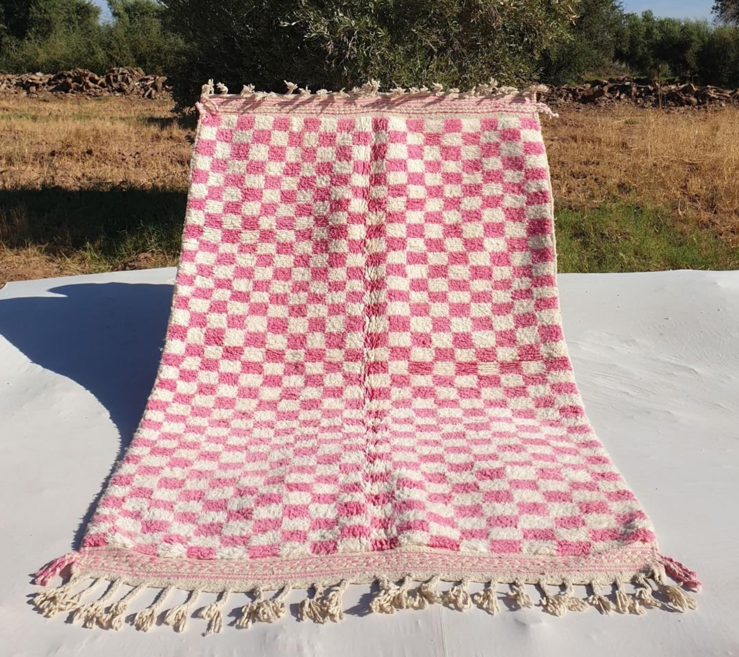 Naima Pink Checkered Moroccan Rug