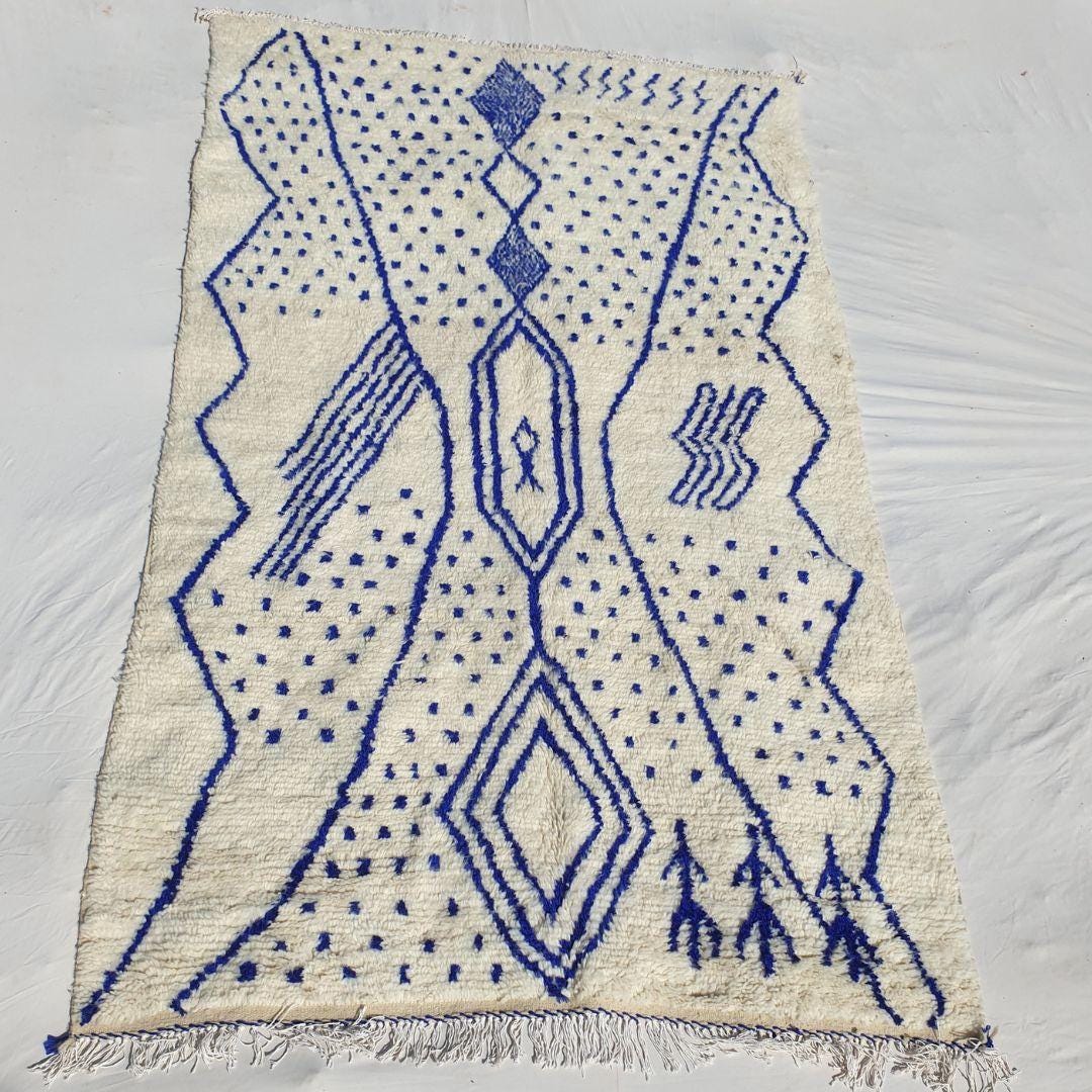 Handmade Wool Berber Rug: Moroccan Beni Ourain Shag Rug