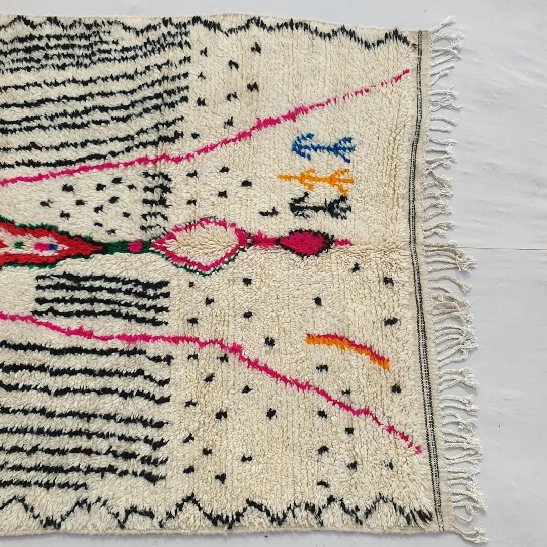 Handmade Beni Ourain Rug: Colorful Boho Moroccan Wool Carpet